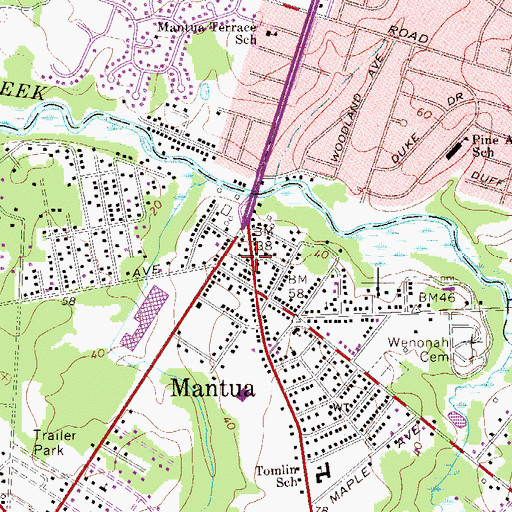 Topographic Map of Mantua Volunteer Fire Company 1, NJ