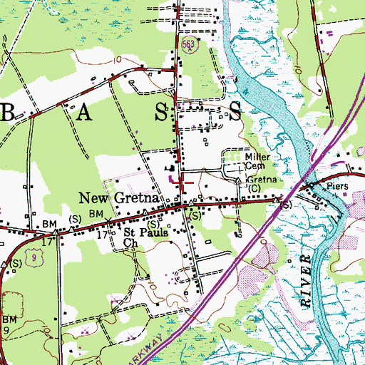Topographic Map of New Gretna Volunteer Fire Company, NJ