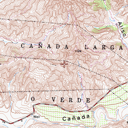 Topographic Map of Canada Larga o Verde, CA