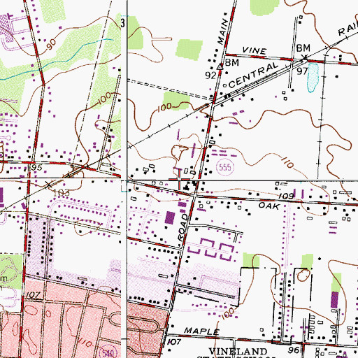 Topographic Map of Vineland Fire Department Station 4, NJ