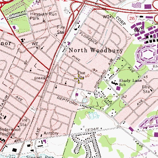 Topographic Map of Deptford Fire District Battalion 2 Helping Hand Fire Company Fisher Avenue Station, NJ