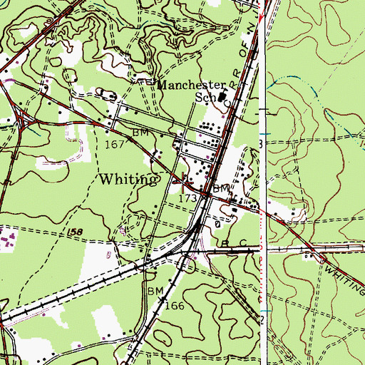 Topographic Map of Whiting Volunteer Fire Company 1, NJ