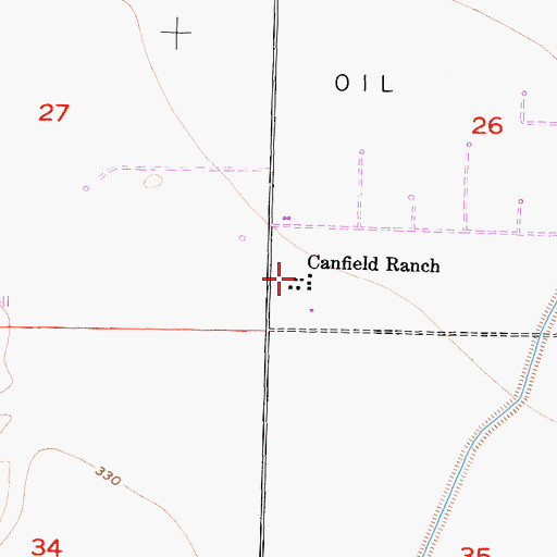 Topographic Map of Canfield Ranch, CA