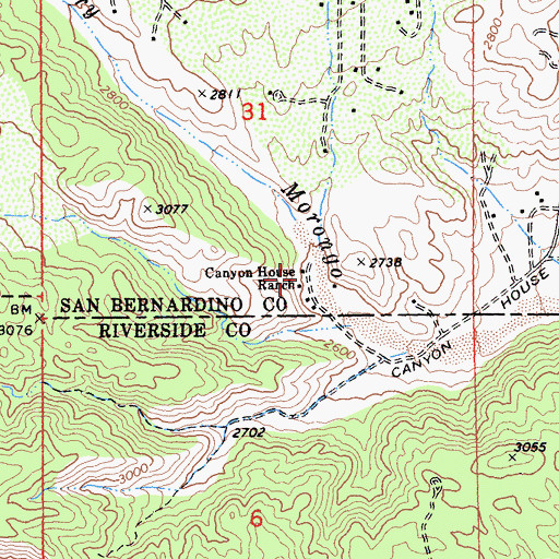 Topographic Map of Canyon House Ranch, CA
