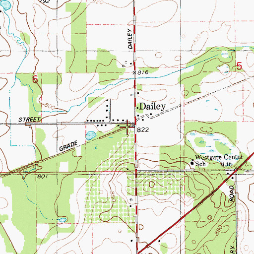 Topographic Map of Dailey Station (historical), MI
