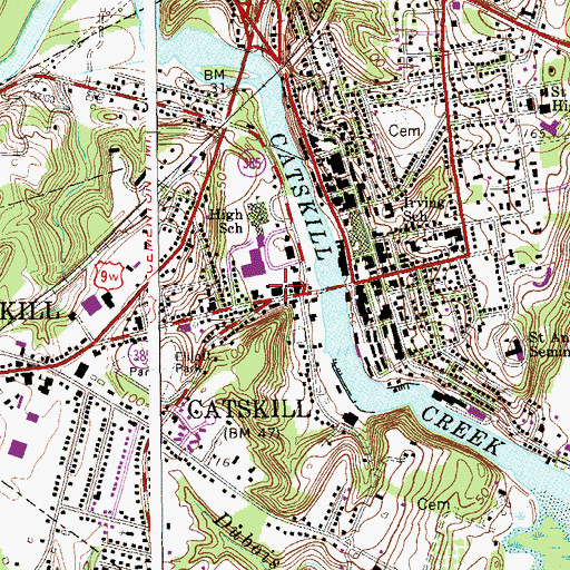 Topographic Map of Catskill Hose Company Number 1, NY