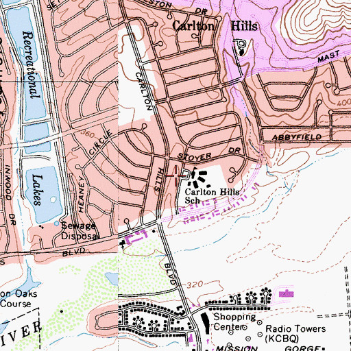 Topographic Map of Carlton Hills Elementary School, CA