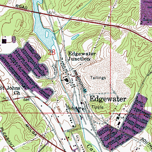 Topographic Map of Edgewater Census Designated Place, AL