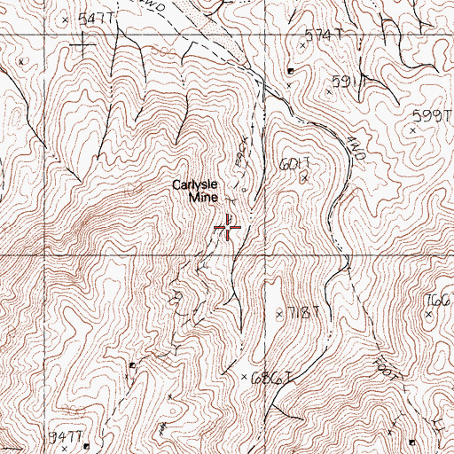 Topographic Map of Carlysle Mine, CA
