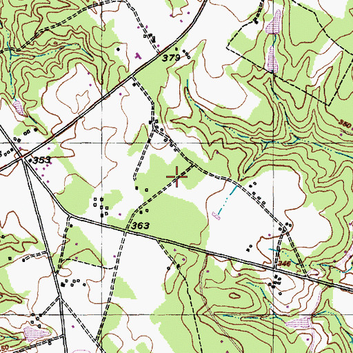 Topographic Map of Five Points Census Designated Place, NC