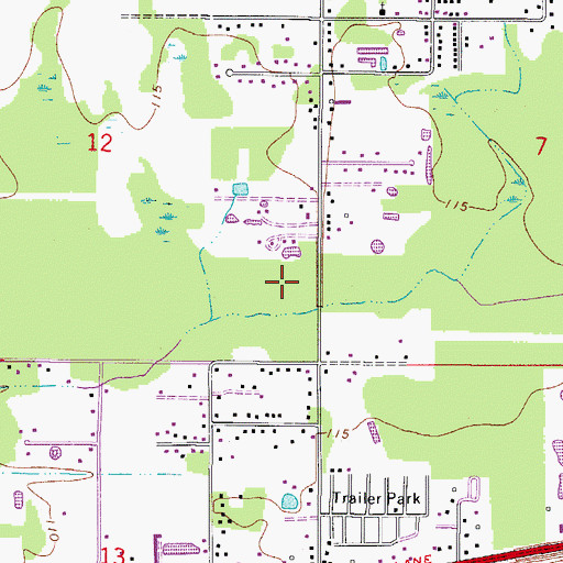 Topographic Map of Fussels Corner Census Designated Place, FL