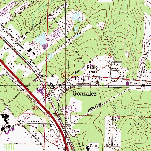 Topographic Map of Gonzalez Census Designated Place, FL