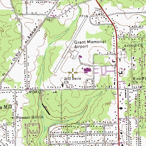 Topographic Map of Hannahs Mill Census Designated Place, GA