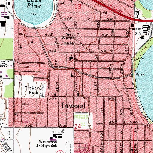 Topographic Map of Inwood Census Designated Place, FL