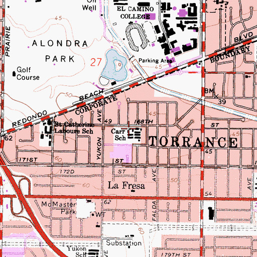 Topographic Map of Carr School, CA