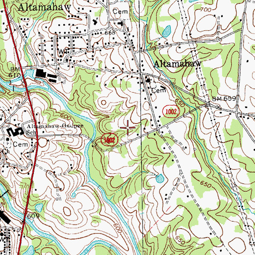 Topographic Map of Altamahaw-Ossipee Census Designated Place (historical), NC