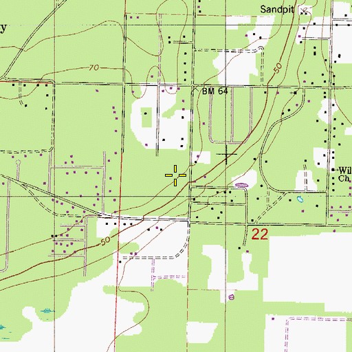Topographic Map of Bagdad Census Designated Place, FL