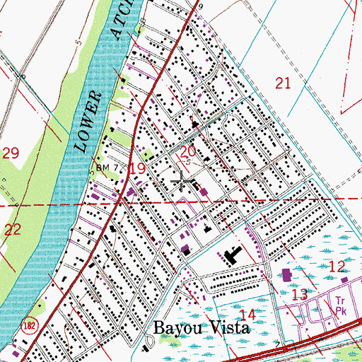 Topographic Map of Bayou Vista Census Designated Place, LA