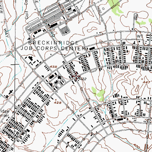 Topographic Map of Breckinridge Center Census Designated Place, KY