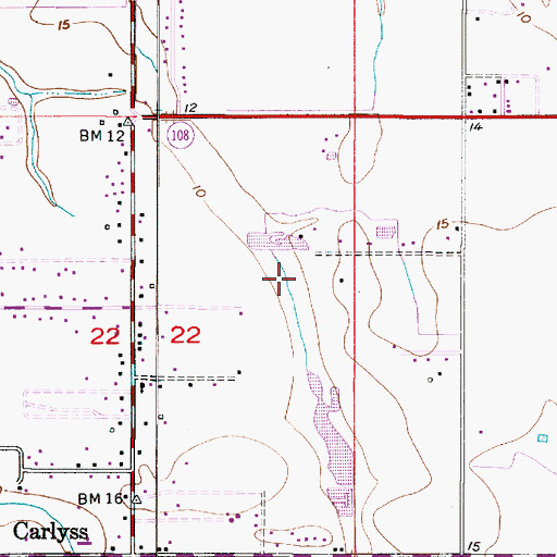 Topographic Map of Carlyss Census Designated Place, LA