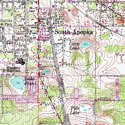 Topographic Map of South Apopka Census Designated Place, FL