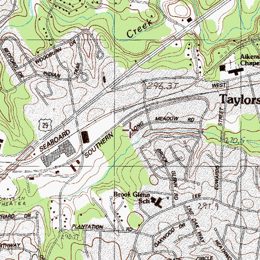 Topographic Map of Taylors Census Designated Place, SC