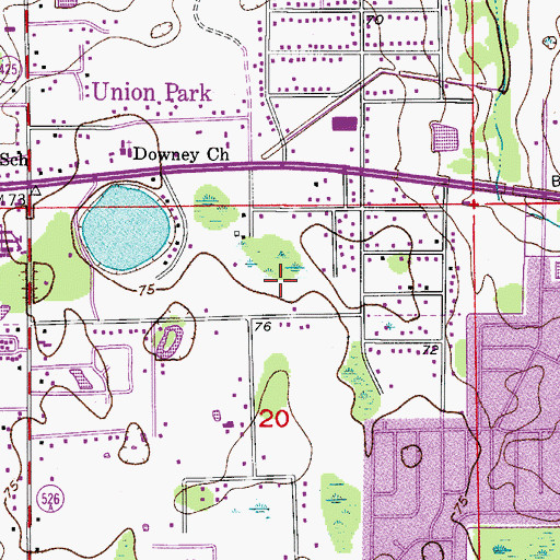 Topographic Map of Union Park Census Designated Place, FL