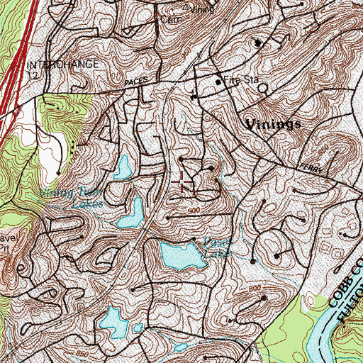 Topographic Map of Vinings Census Designated Place, GA