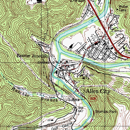 Topographic Map of City of Allen, KY