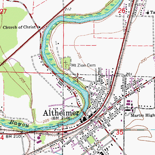 Topographic Map of City of Altheimer, AR