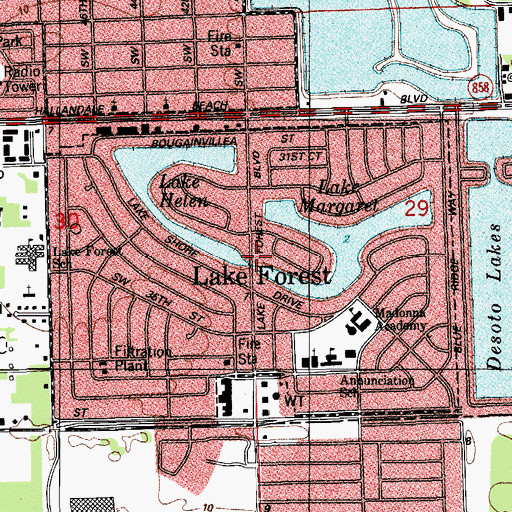 Topographic Map of Lake Forest Census Designated Place (historical), FL