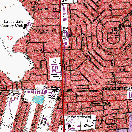 Topographic Map of Melrose Park Census Designated Place (historical), FL