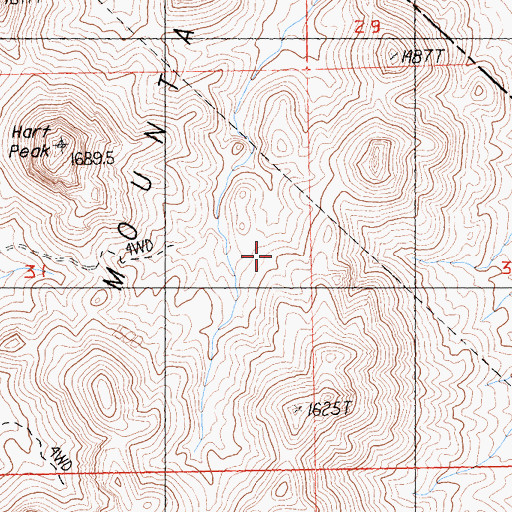 Topographic Map of Castle Mountains, CA