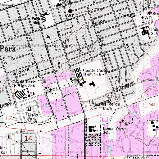 Topographic Map of Castle Park High School, CA