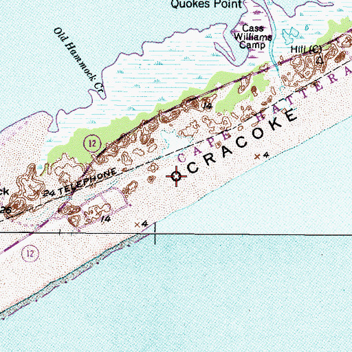 Topographic Map of Ocracoke Census Designated Place, NC