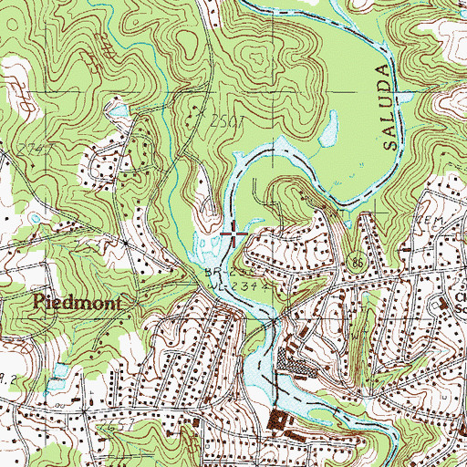 Topographic Map of Piedmont Census Designated Place, SC