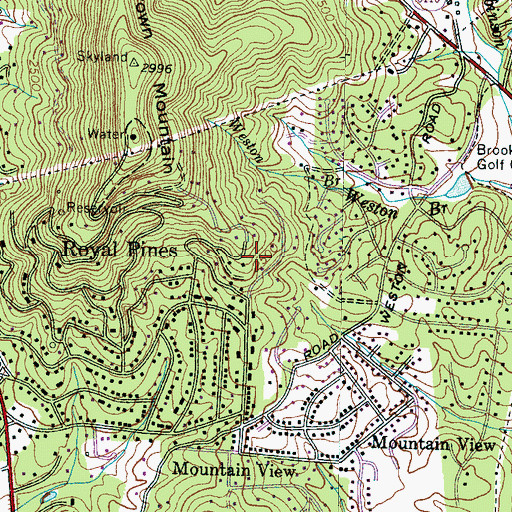 Topographic Map of Royal Pines Census Designated Place, NC