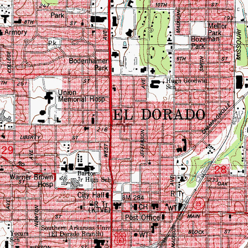 Topographic Map of City of El Dorado, AR