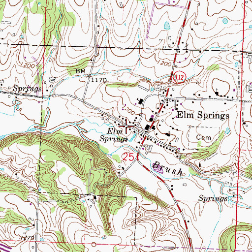 Topographic Map of City of Elm Springs, AR
