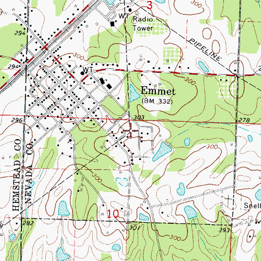 Topographic Map of City of Emmet, AR
