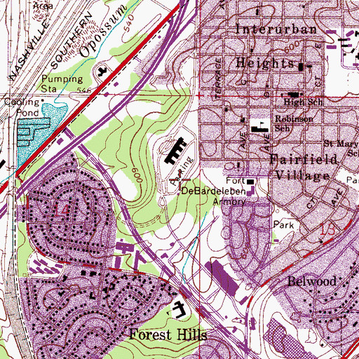 Topographic Map of City of Fairfield, AL