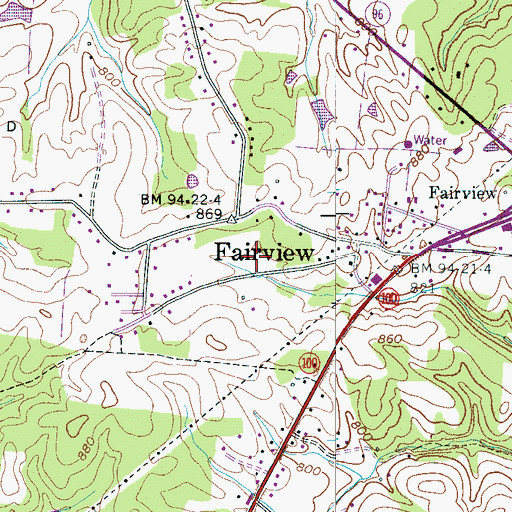 Topographic Map of City of Fairview, TN