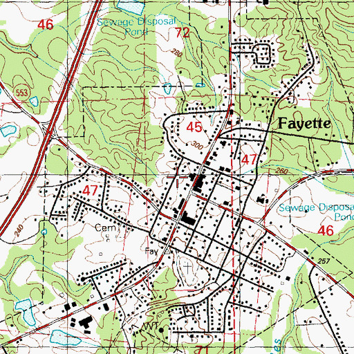 Topographic Map of City of Fayette, MS