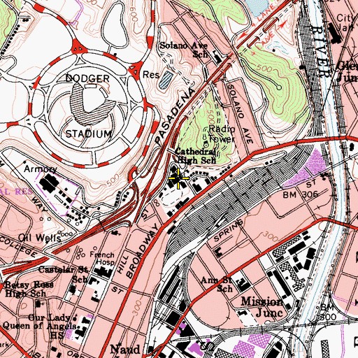 Topographic Map of Cathedral High School, CA