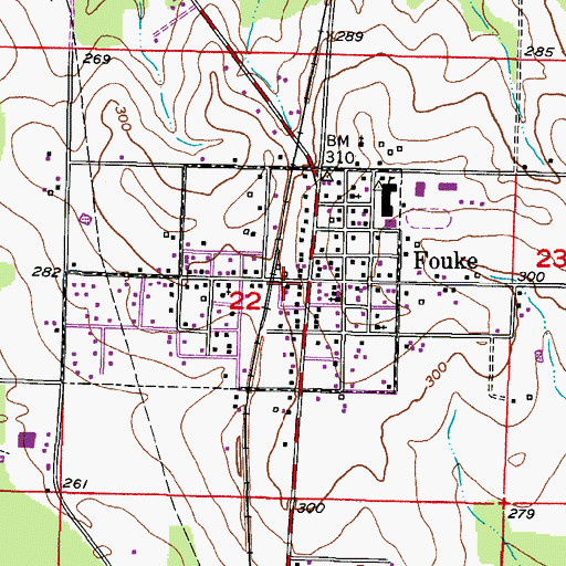 Topographic Map of City of Fouke, AR