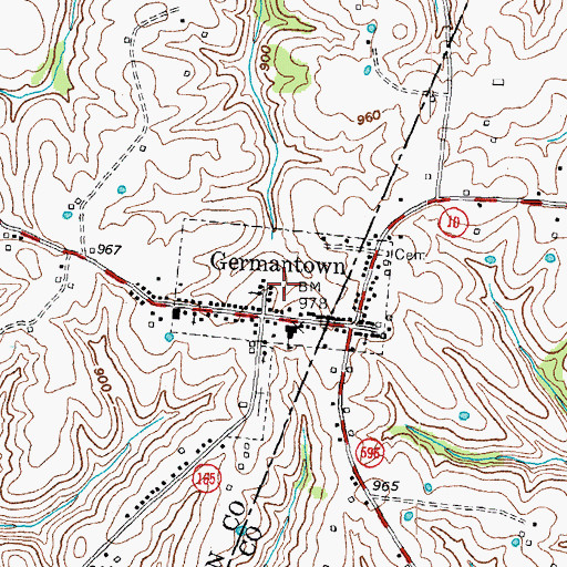 Topographic Map of City of Germantown, KY