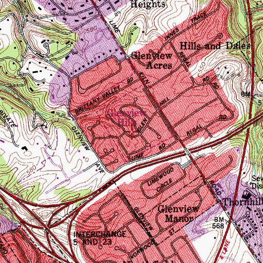 Topographic Map of City of Glenview Hills, KY