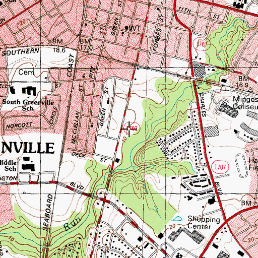 Topographic Map of City of Greenville, NC
