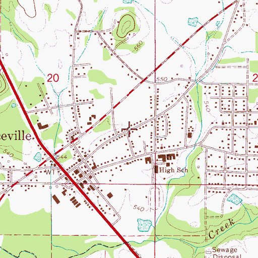 Topographic Map of City of Hanceville, AL
