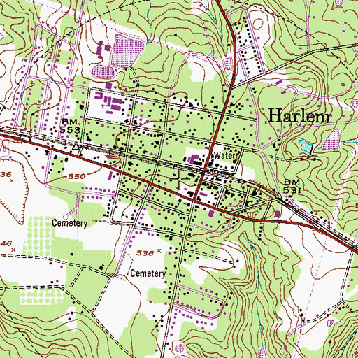 Topographic Map of City of Harlem, GA